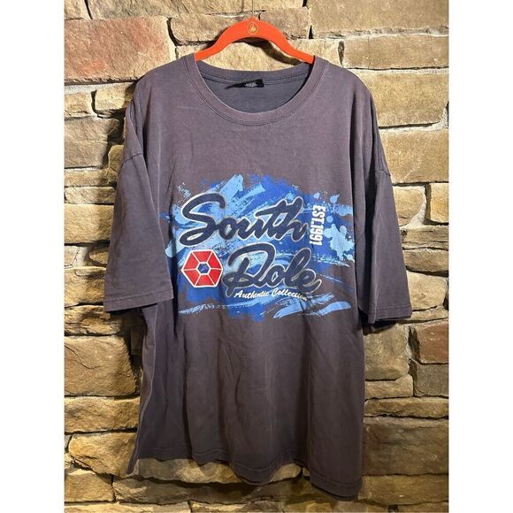 Vintage Y2K south pole grunge punk blue XXL tshirt core faded - Picture 1 of 6